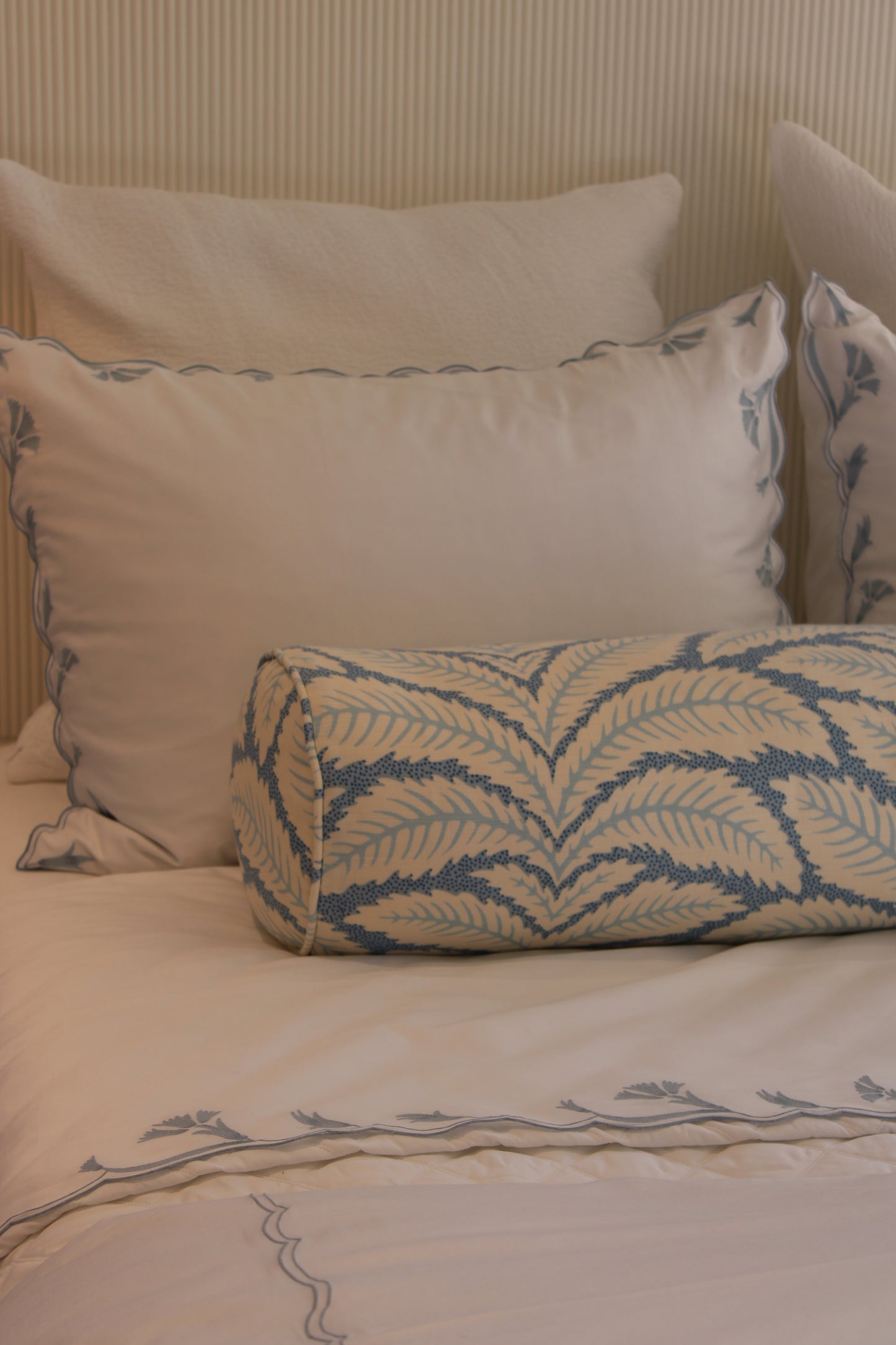 Brunschwig and Fils Talavera Blue Bolster Pillow