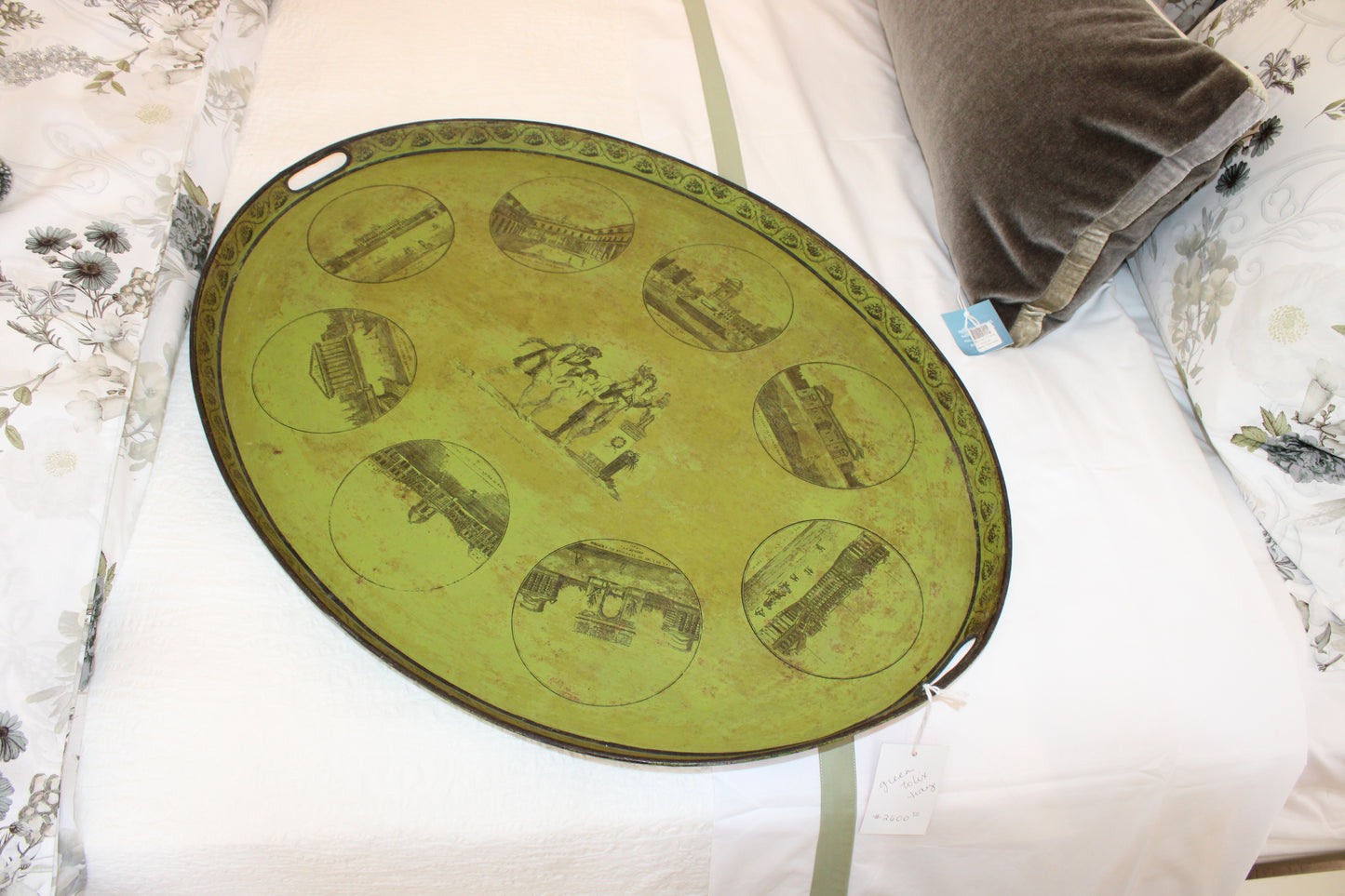 French Antique Green Tolix Tray