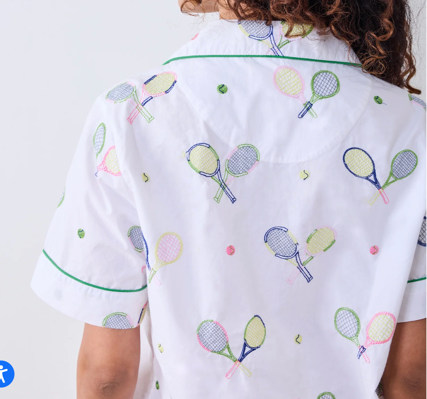 Embroidered Tennis Club Short Pajama Set