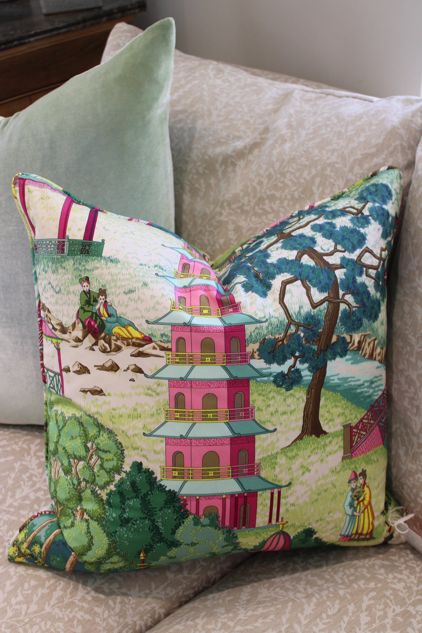Manuel Canovas Pagoda Rose 22x22 Pillow