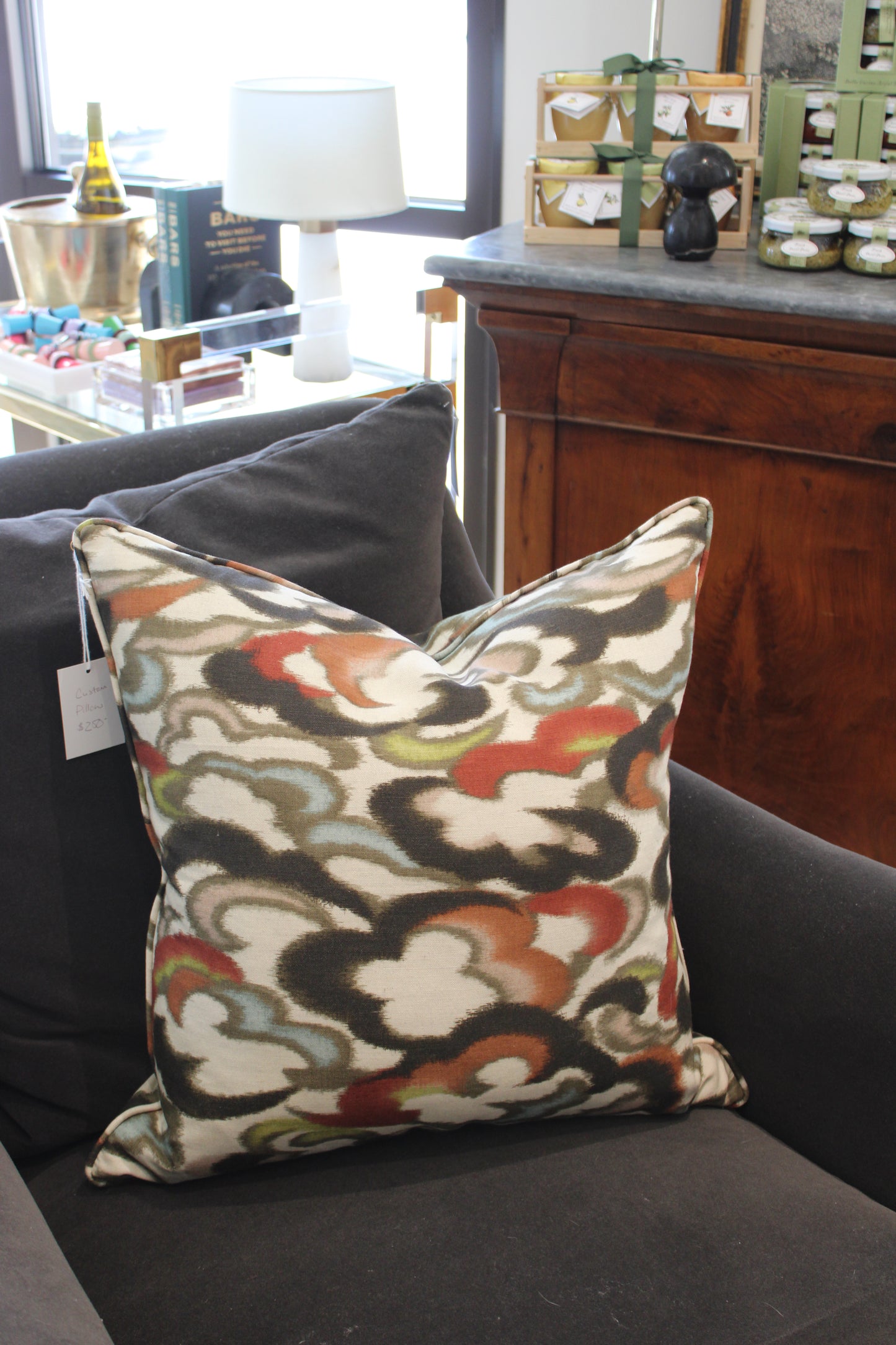 22x22 Brunschwig & Fils Stratus Print Clay/Multi Pillow