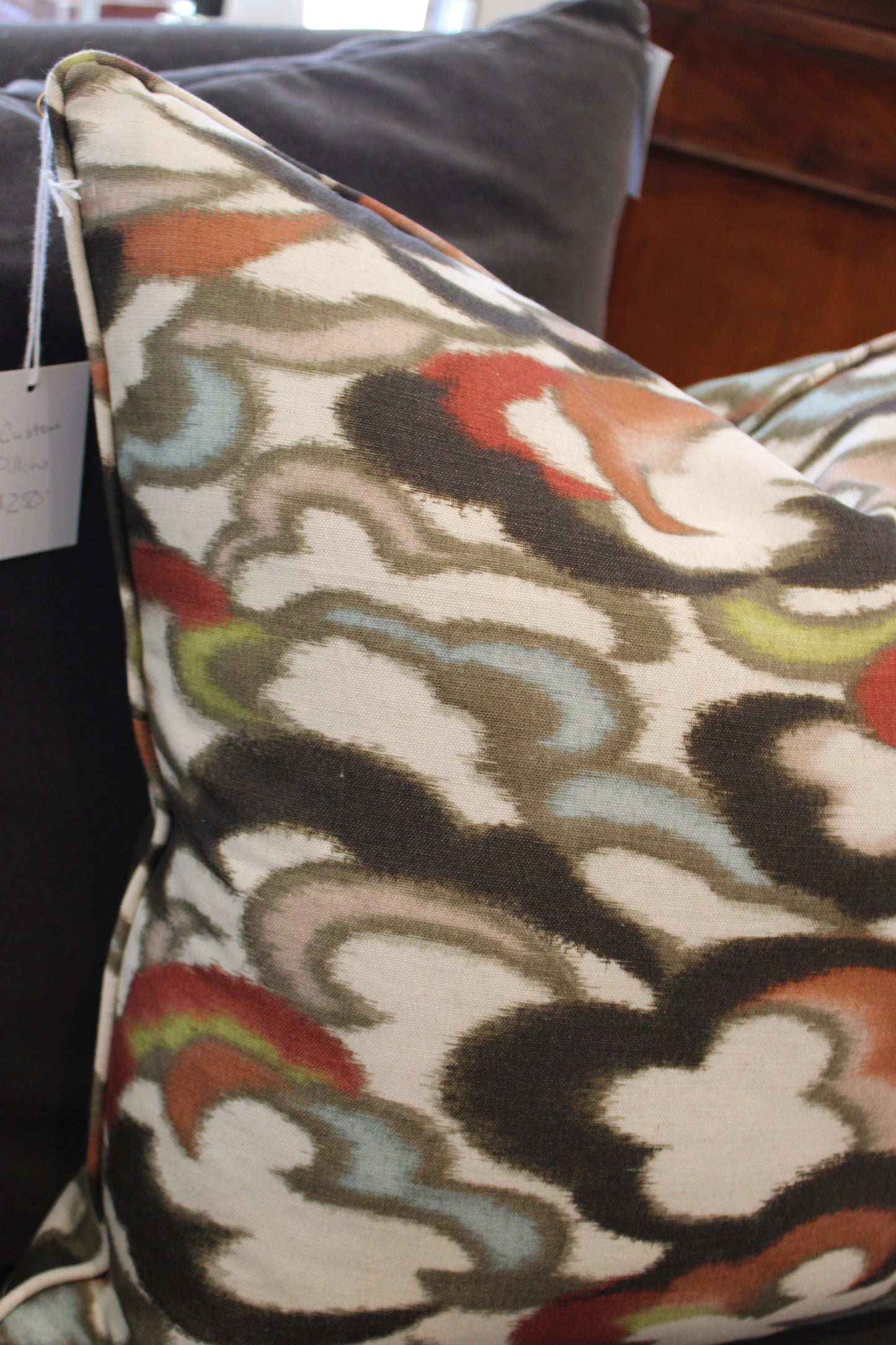 22x22 Brunschwig & Fils Stratus Print Clay/Multi Pillow