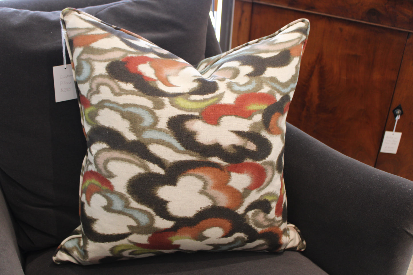 22x22 Brunschwig & Fils Stratus Print Clay/Multi Pillow