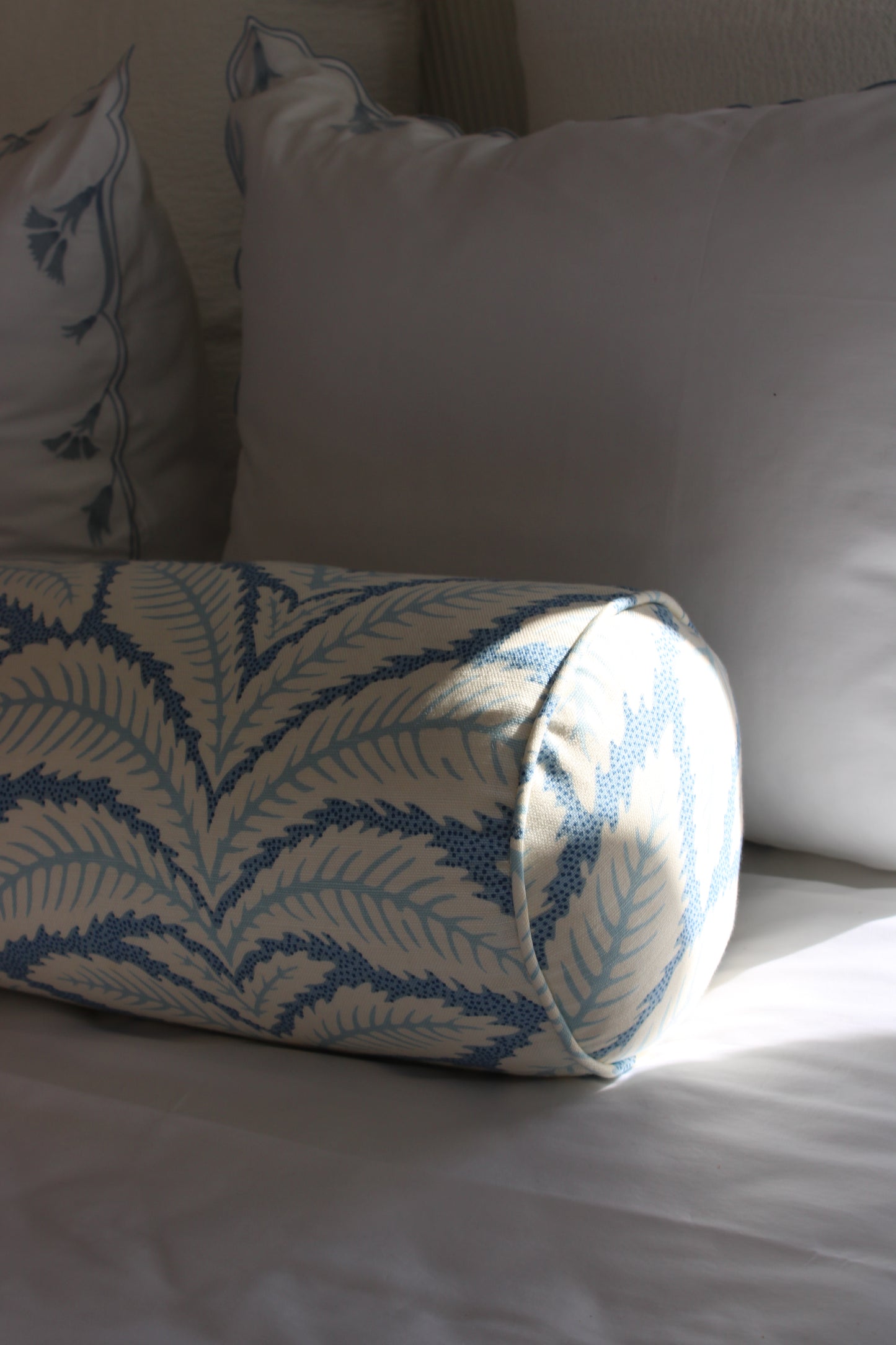 Brunschwig and Fils Talavera Blue Bolster Pillow