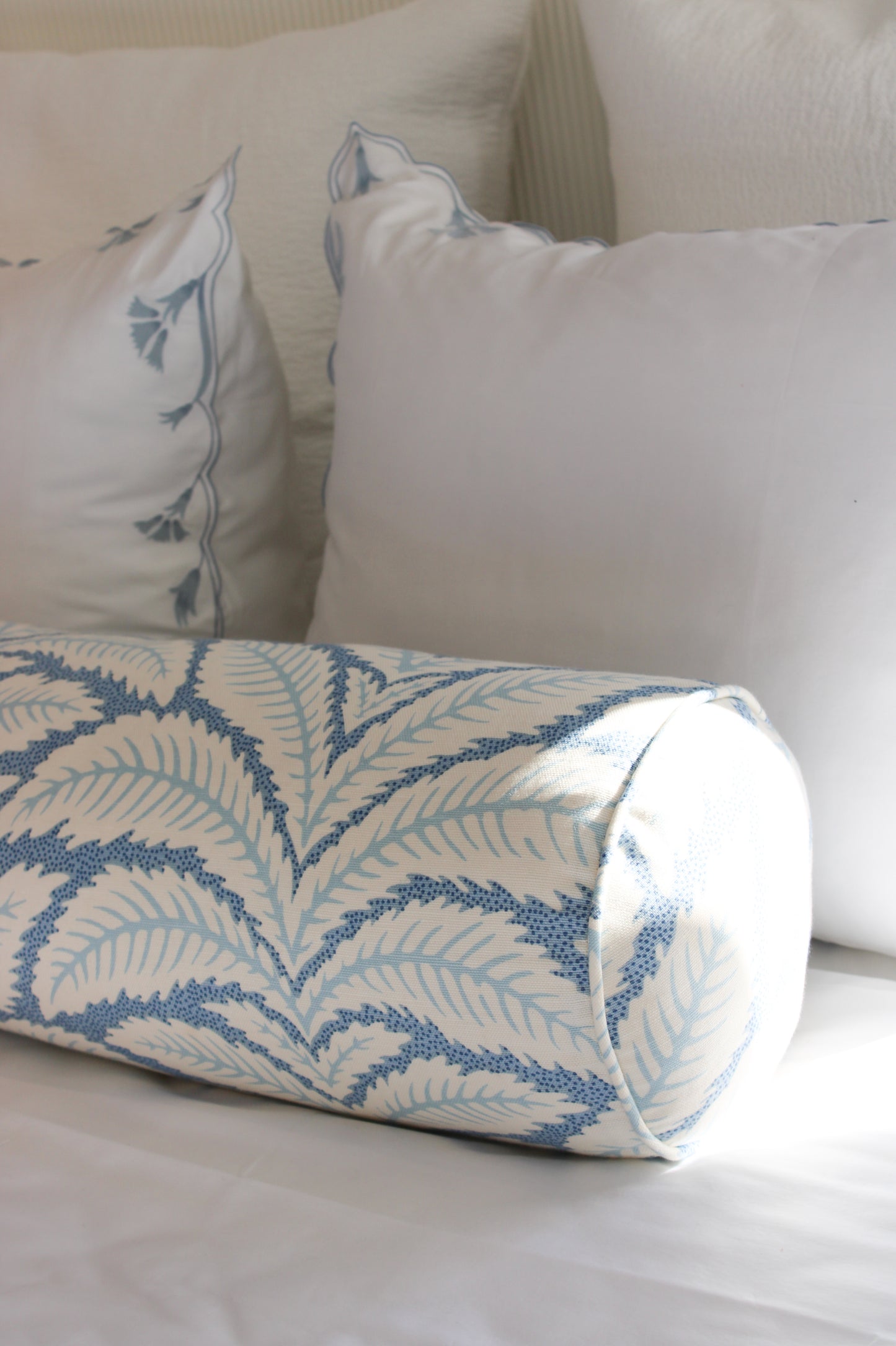 Brunschwig and Fils Talavera Blue Bolster Pillow