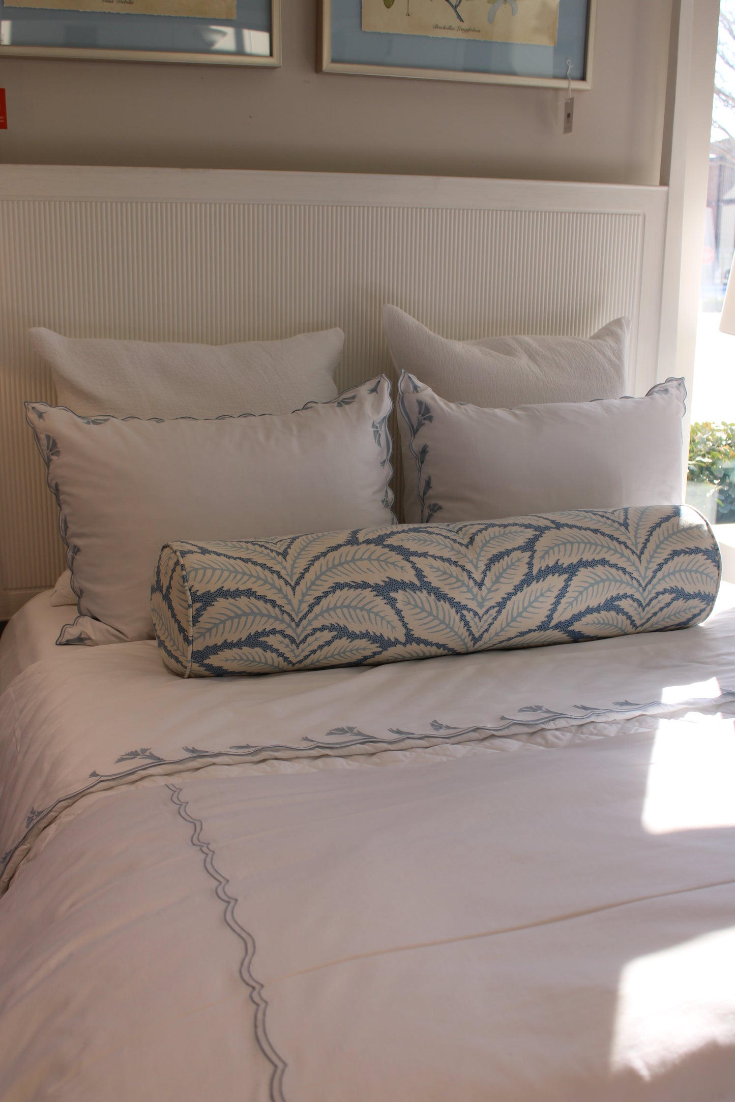 Brunschwig and Fils Talavera Blue Bolster Pillow