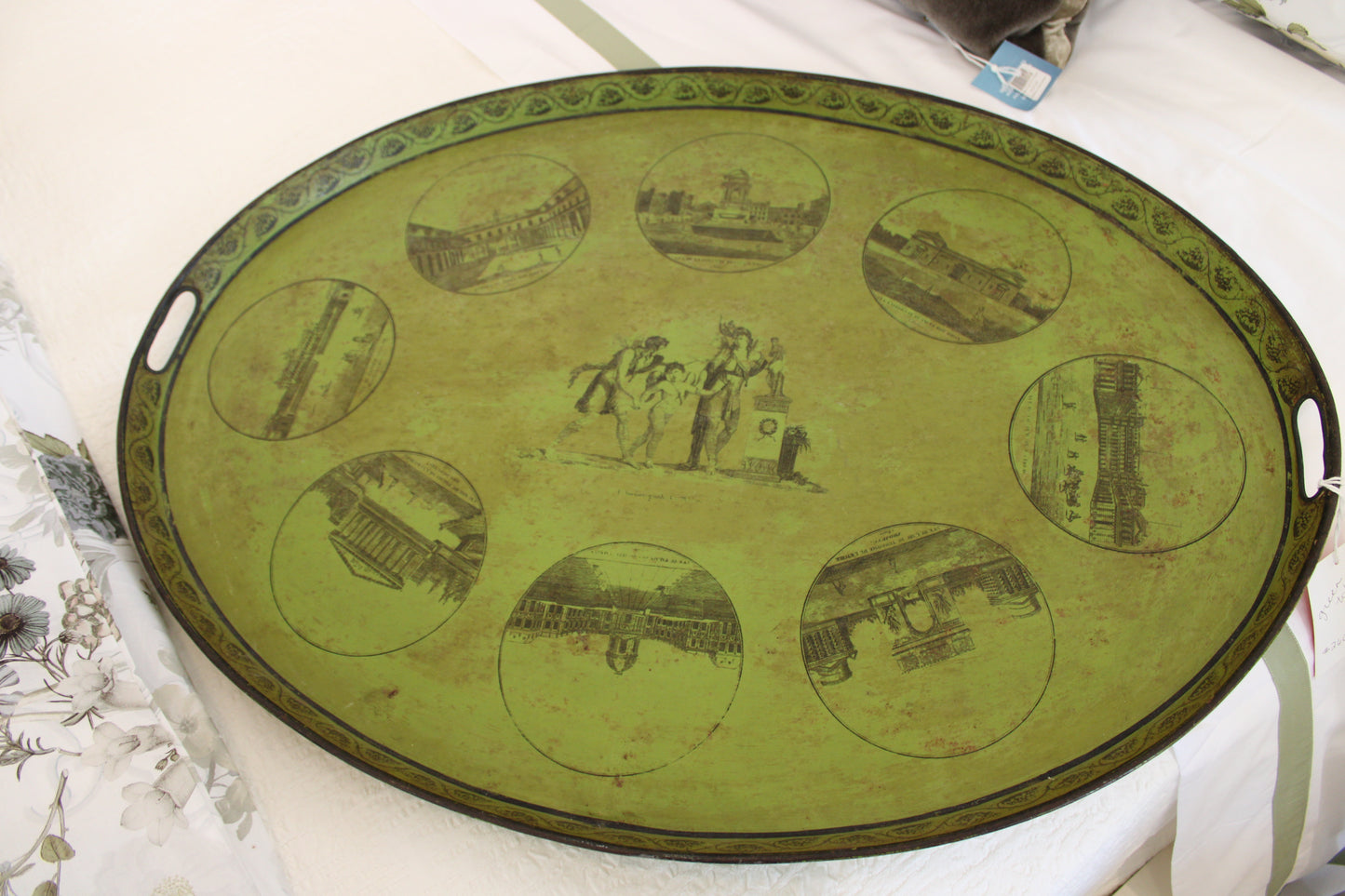 French Antique Green Tolix Tray