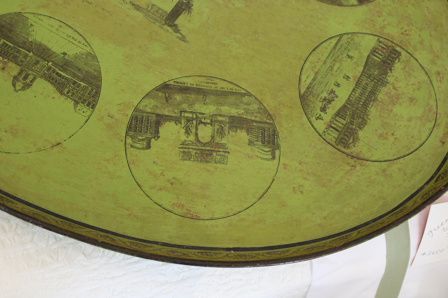French Antique Green Tolix Tray