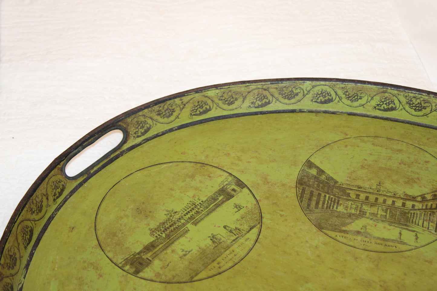 French Antique Green Tolix Tray