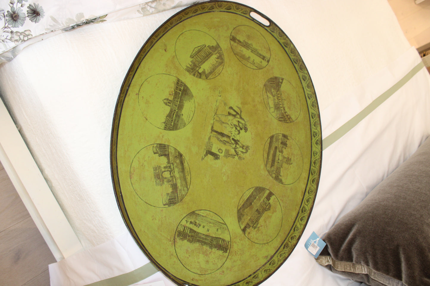 French Antique Green Tolix Tray