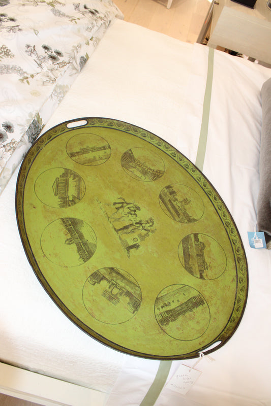 French Antique Green Tolix Tray