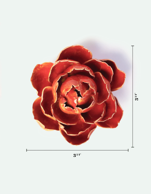 Orange Yellow Gay Paree Peony Ceramic Flower