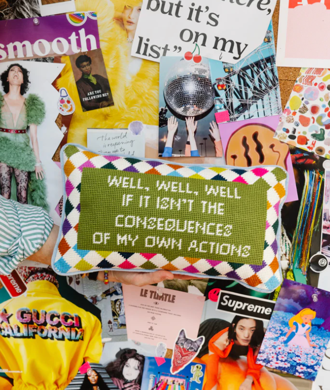Well, Well, Well Needlepoint Pillow
