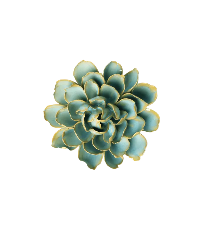 Robin's Egg Blue French Marigold Ceramic Flower