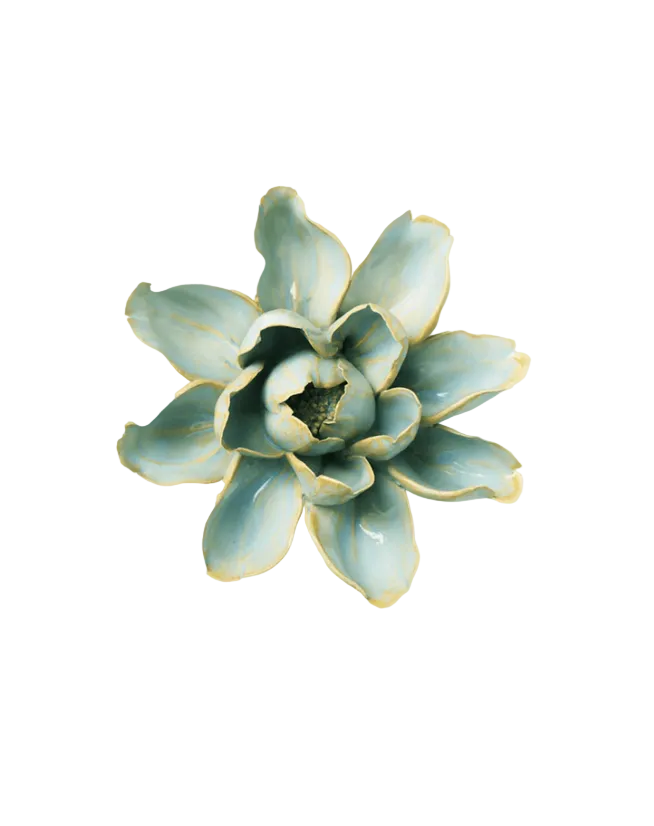 Robin's Egg Blue Aurora Water Lily Ceramic Flower