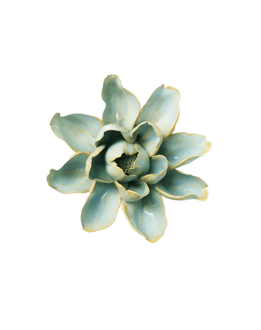 Robin's Egg Blue Aurora Water Lily Ceramic Flower