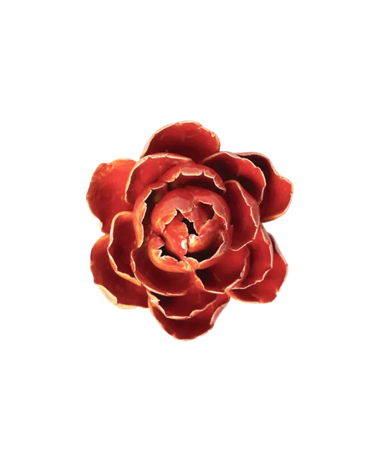 Orange Yellow Gay Paree Peony Ceramic Flower