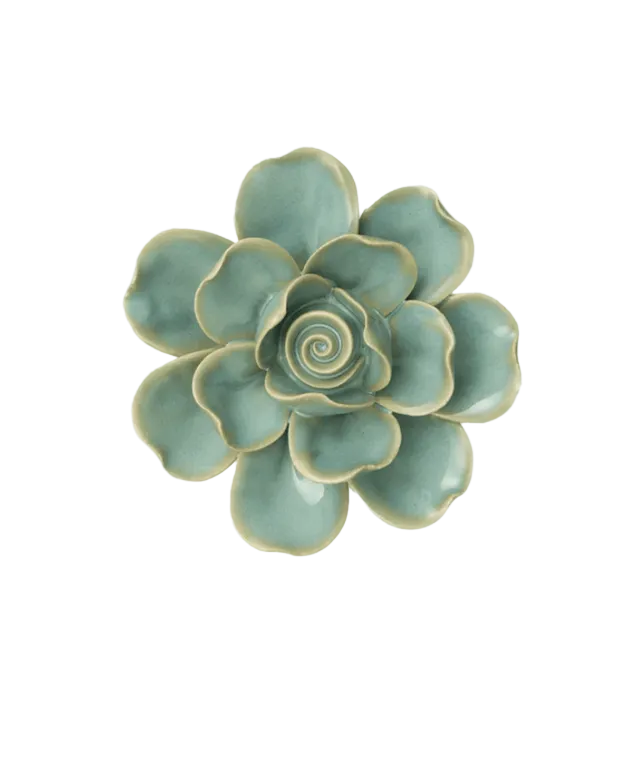 Milk Teal Tahitian Gardenia Ceramic Flower