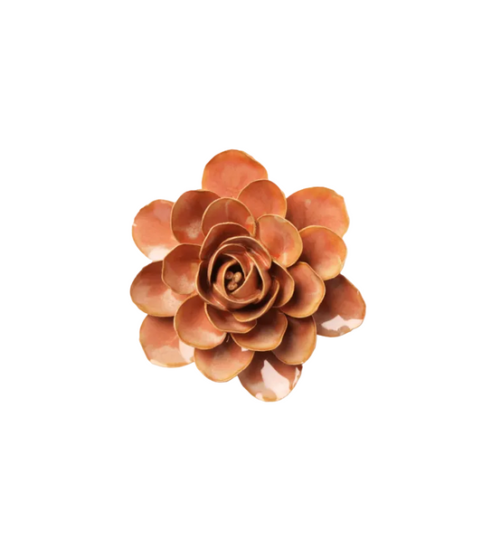 Peach Pink Begonia Ceramic Flower