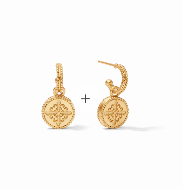 Fleur-de-Lis Hoop & Charm Earring